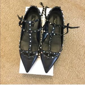 Black Rockstud Cage Flats